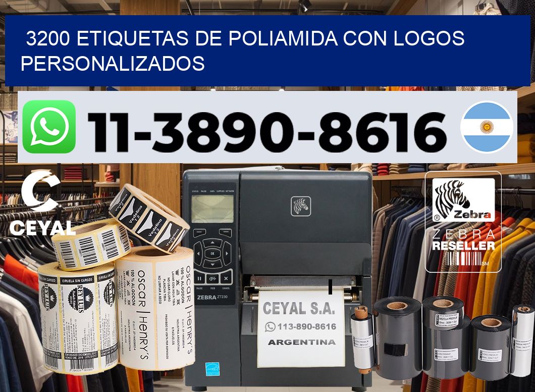 3200 Etiquetas de poliamida con logos personalizados