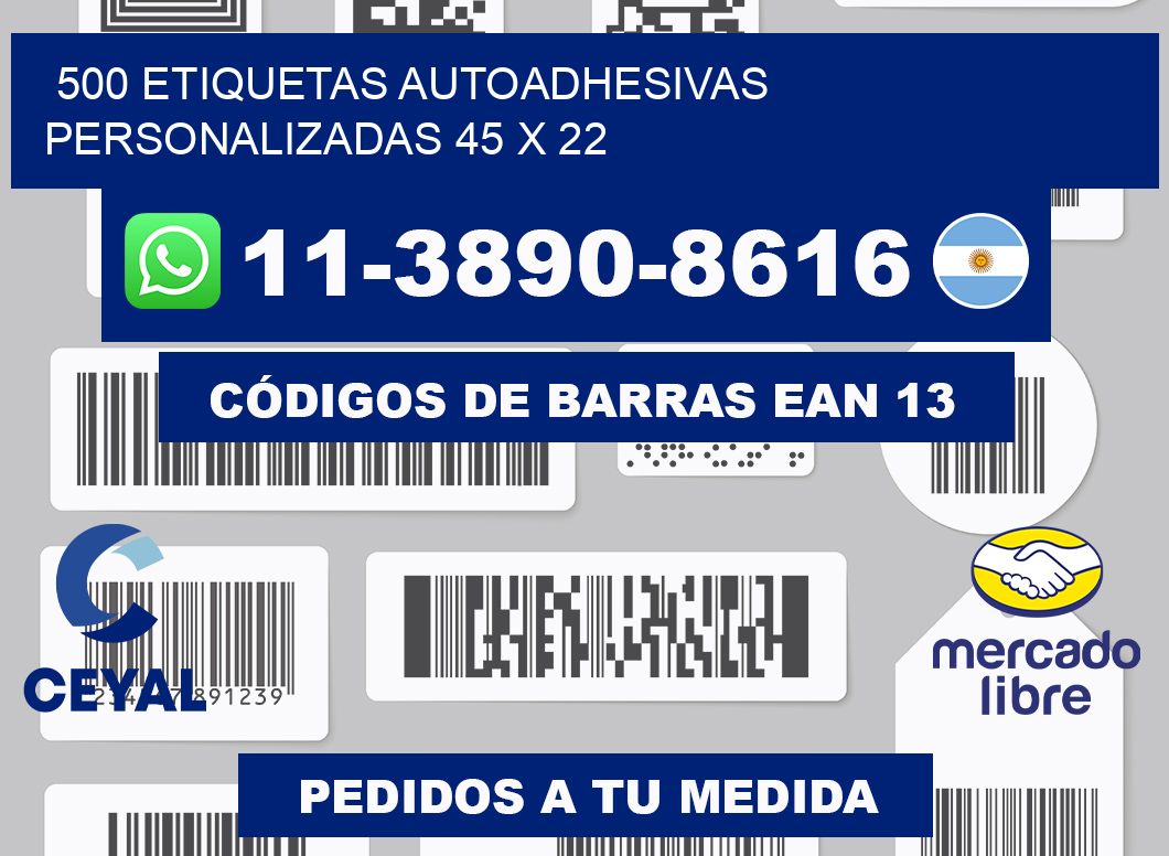 500 Etiquetas autoadhesivas personalizadas 45 x 22