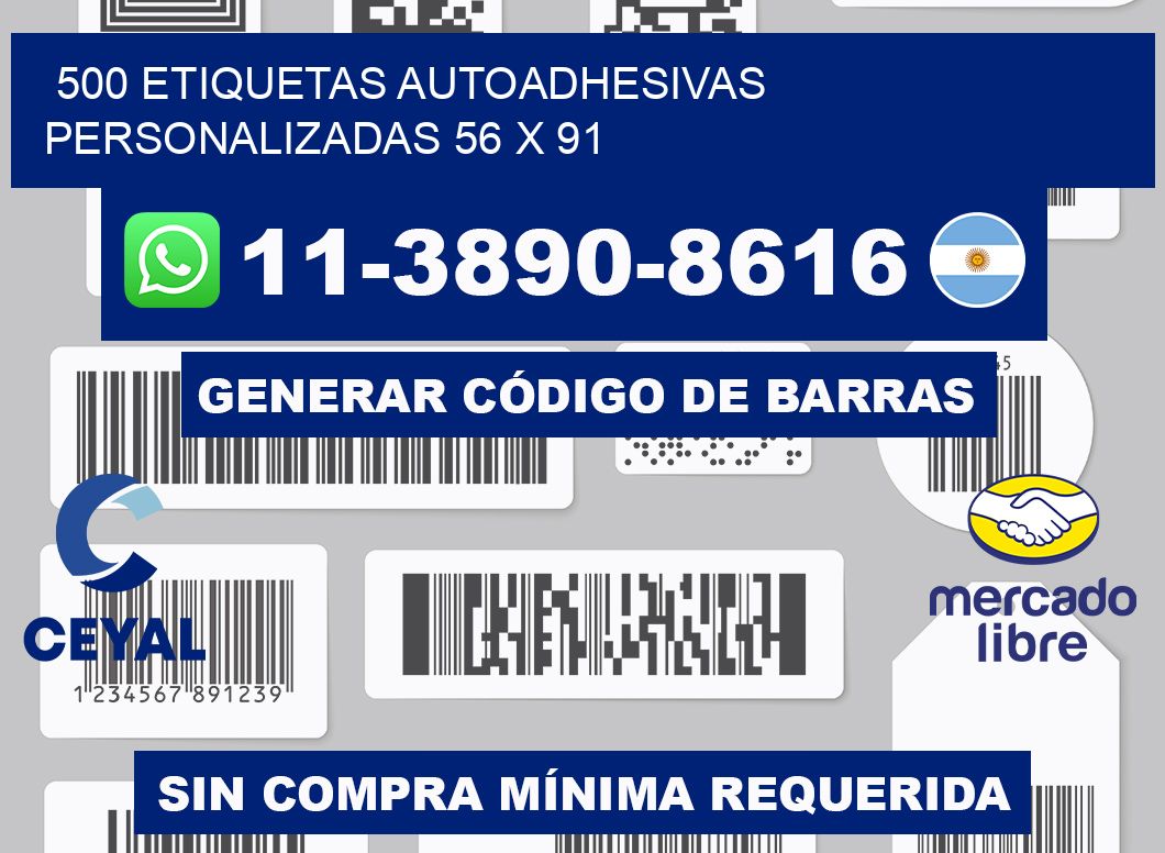 500 Etiquetas autoadhesivas personalizadas 56 x 91