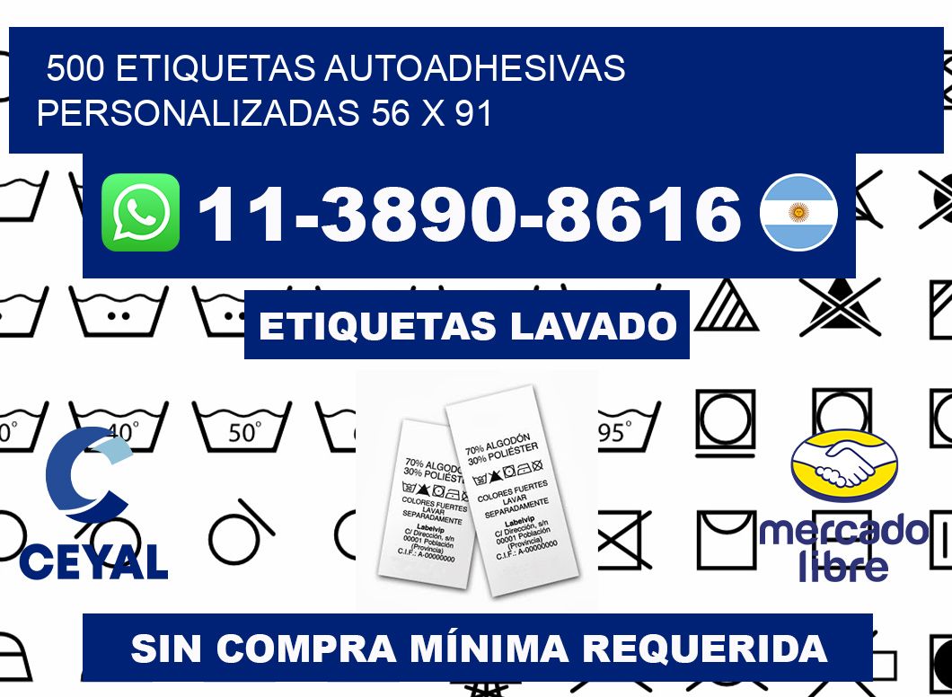 500 Etiquetas autoadhesivas personalizadas 56 x 91