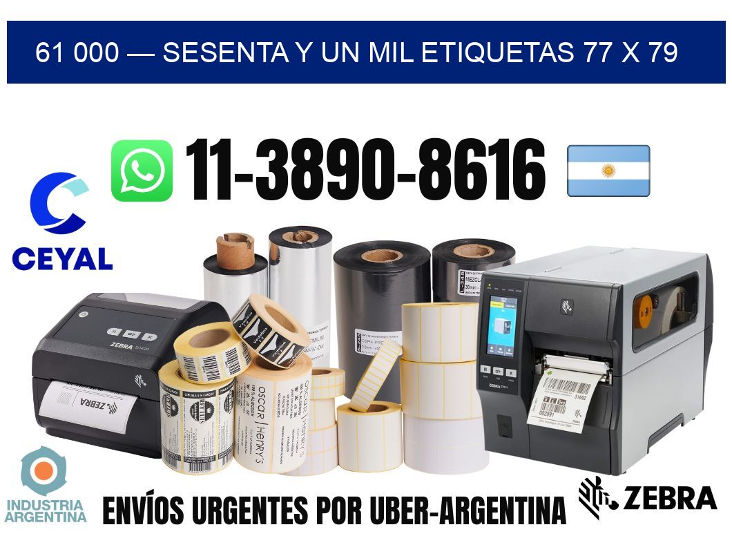 61 000 — sesenta y un mil etiquetas 77 x 79
