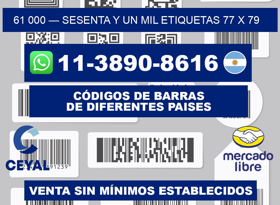 61 000 — sesenta y un mil etiquetas 77 x 79
