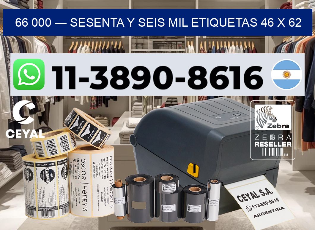 66 000 — sesenta y seis mil etiquetas 46 x 62