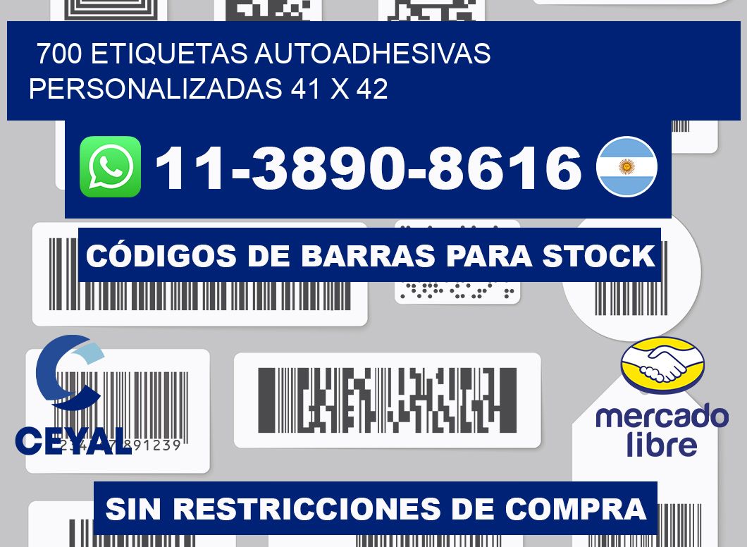 700 Etiquetas autoadhesivas personalizadas 41 x 42