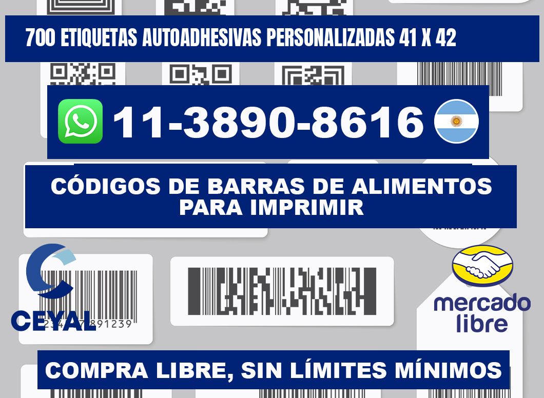 700 Etiquetas autoadhesivas personalizadas 41 x 42