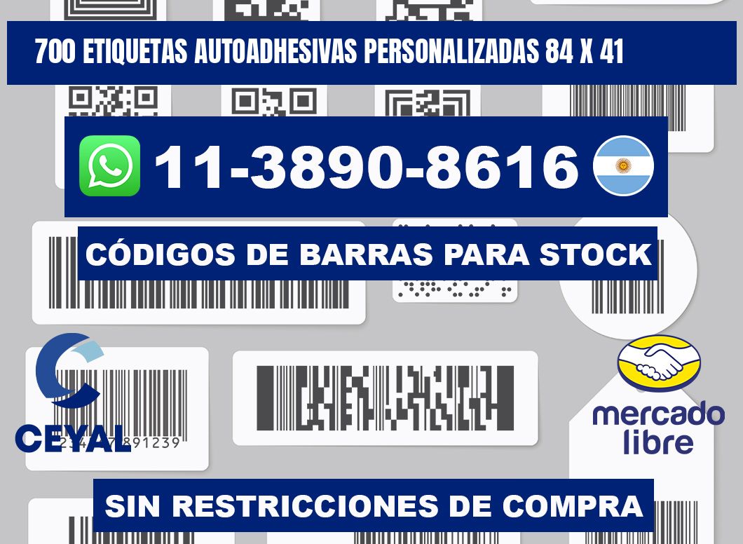 700 Etiquetas autoadhesivas personalizadas 84 x 41