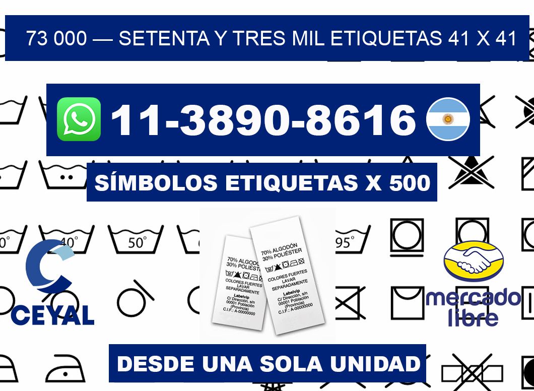 73 000 — setenta y tres mil etiquetas 41 x 41