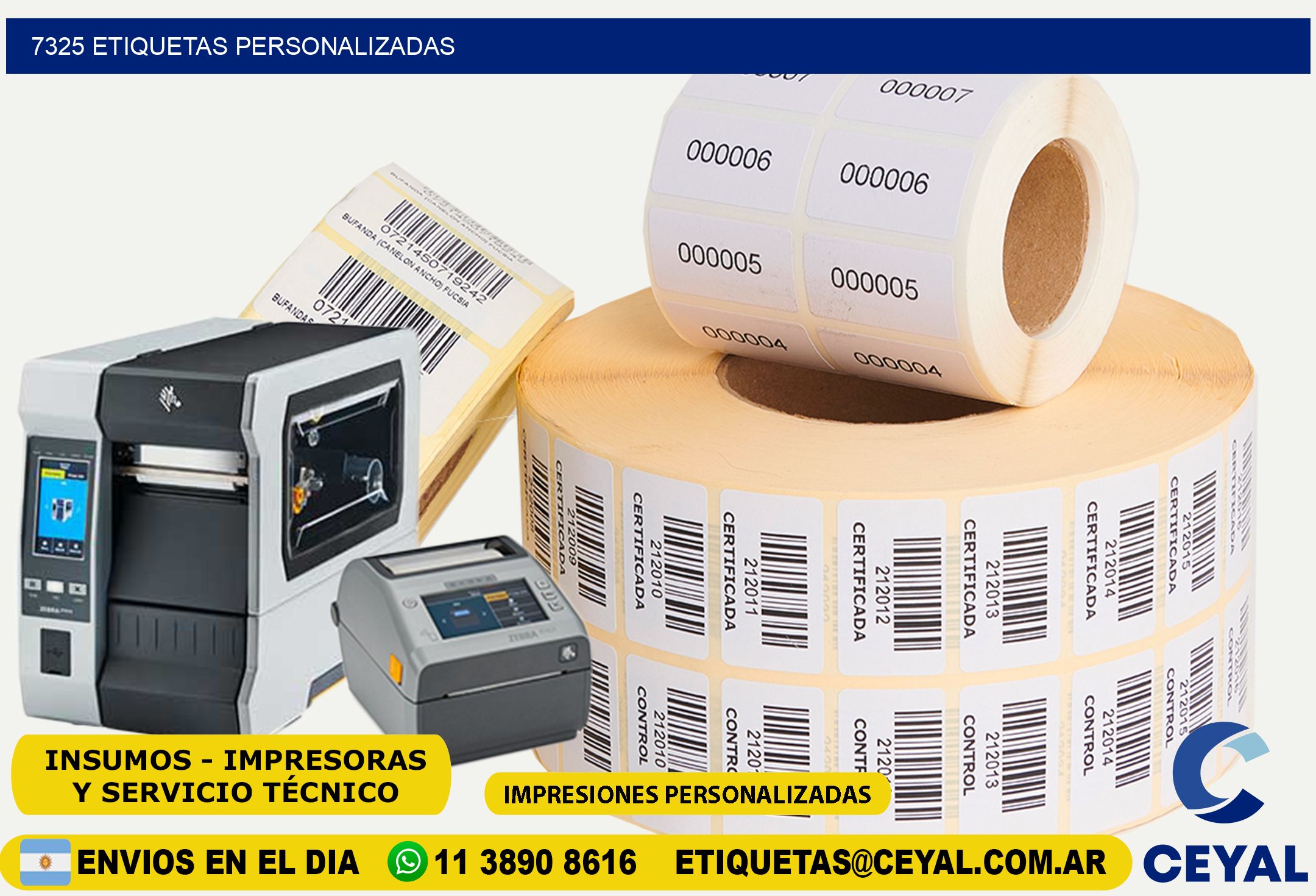 7325 etiquetas personalizadas
