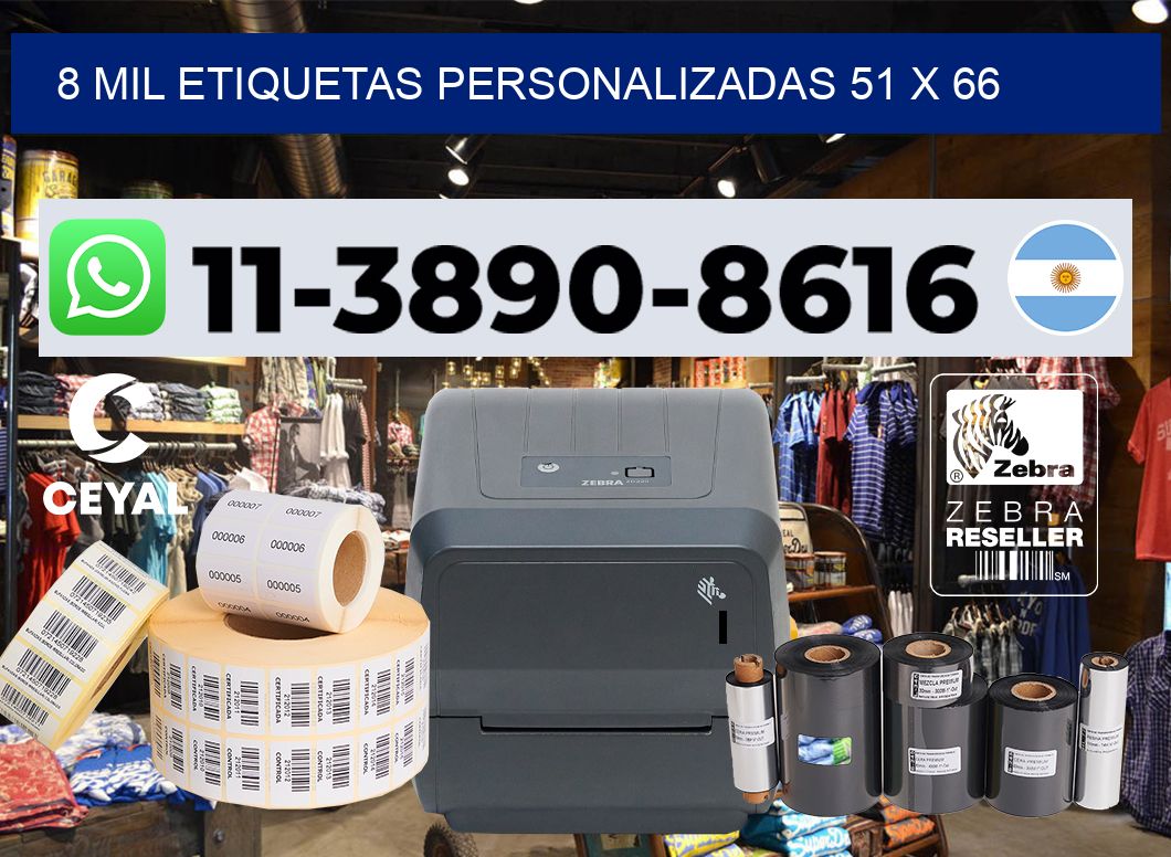 8 mil etiquetas personalizadas 51 x 66