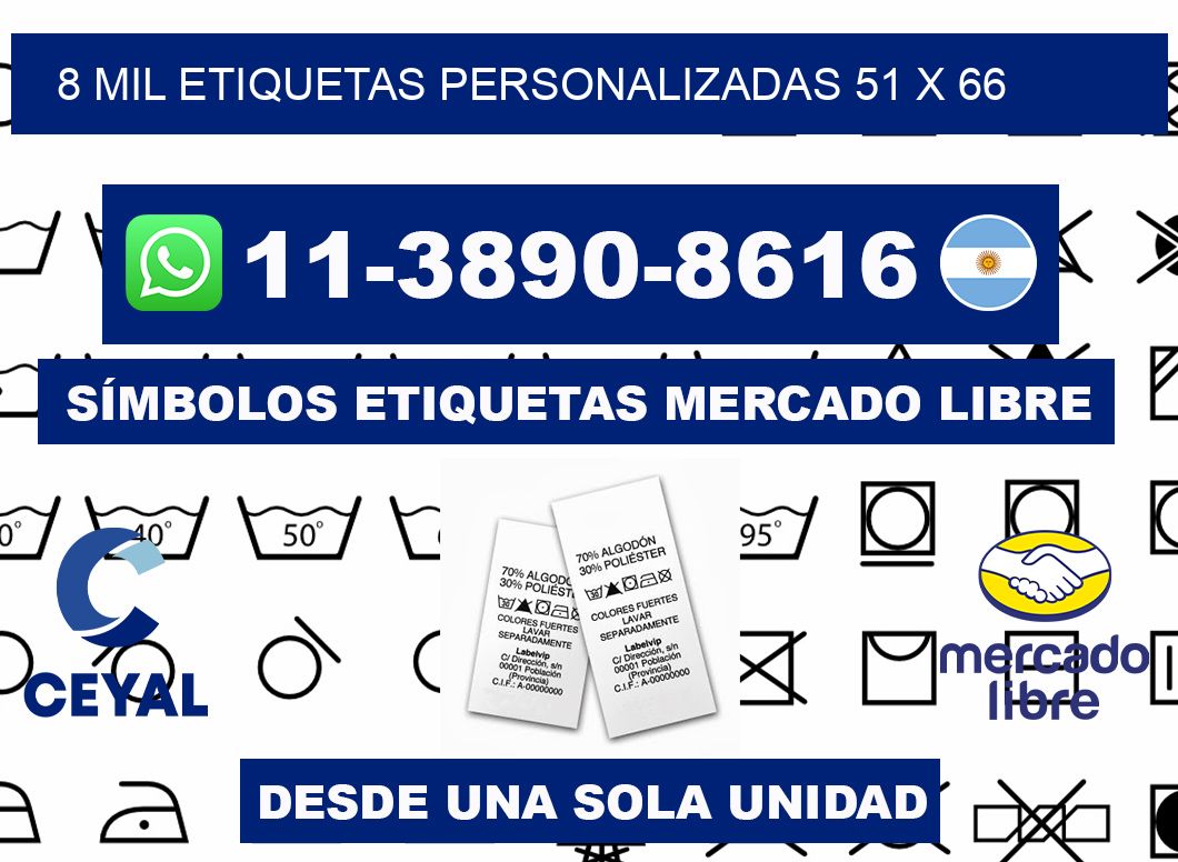 8 mil etiquetas personalizadas 51 x 66