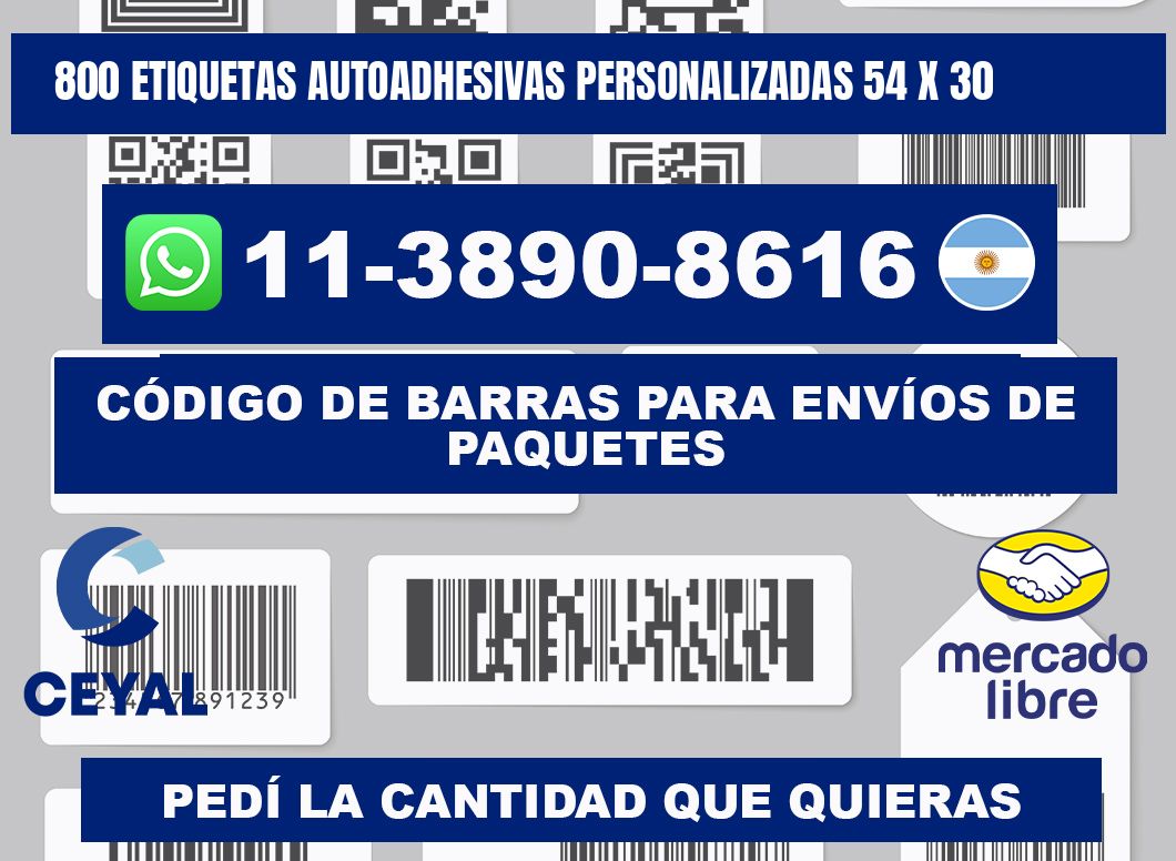 800 Etiquetas autoadhesivas personalizadas 54 x 30
