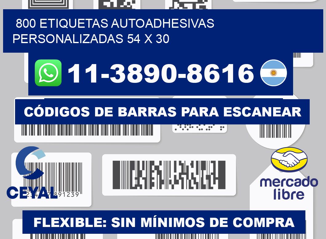 800 Etiquetas autoadhesivas personalizadas 54 x 30