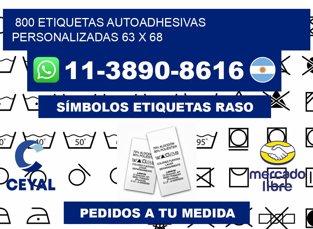800 Etiquetas autoadhesivas personalizadas 63 x 68