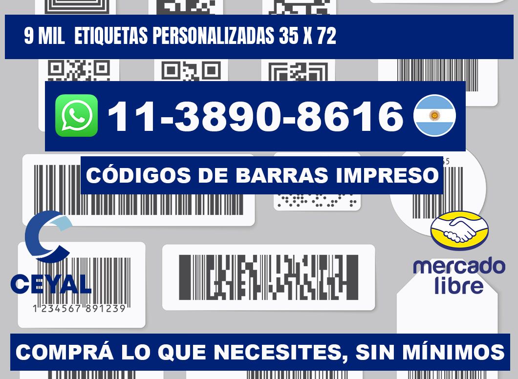 9 mil  etiquetas personalizadas 35 x 72