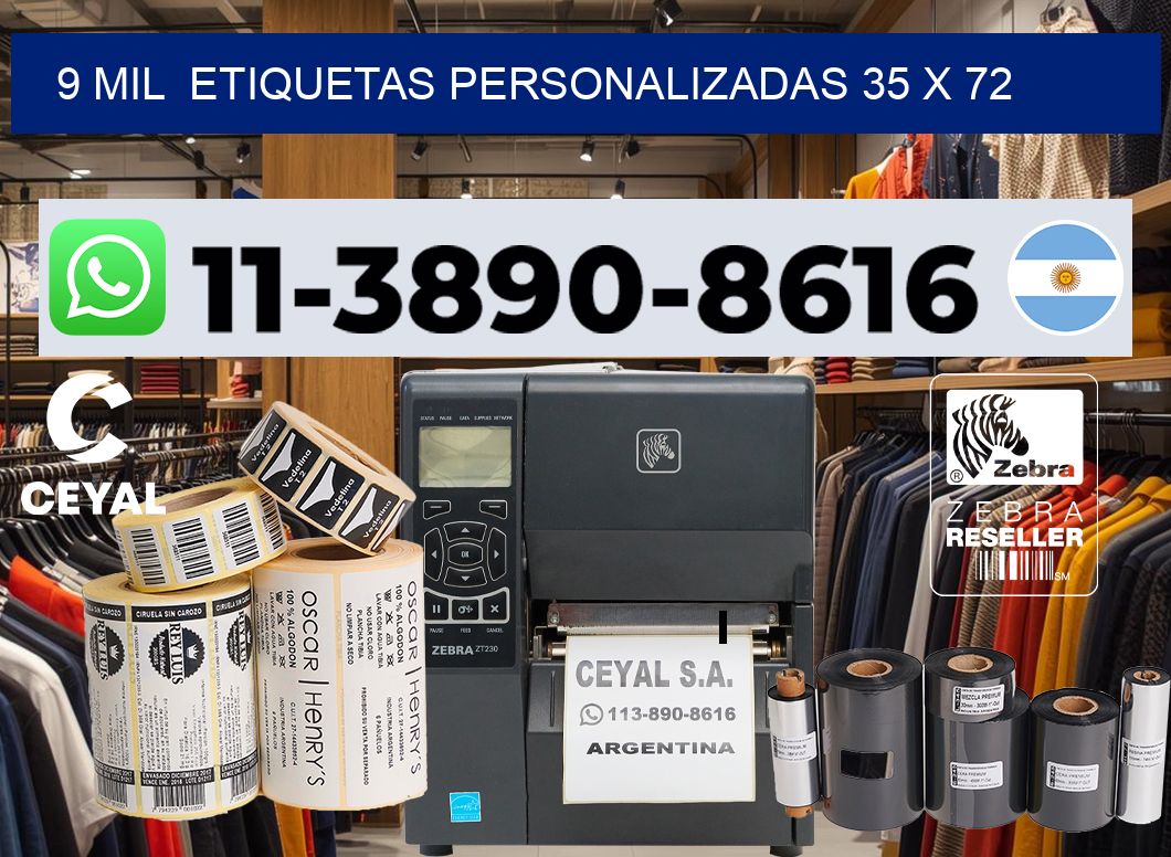 9 mil  etiquetas personalizadas 35 x 72