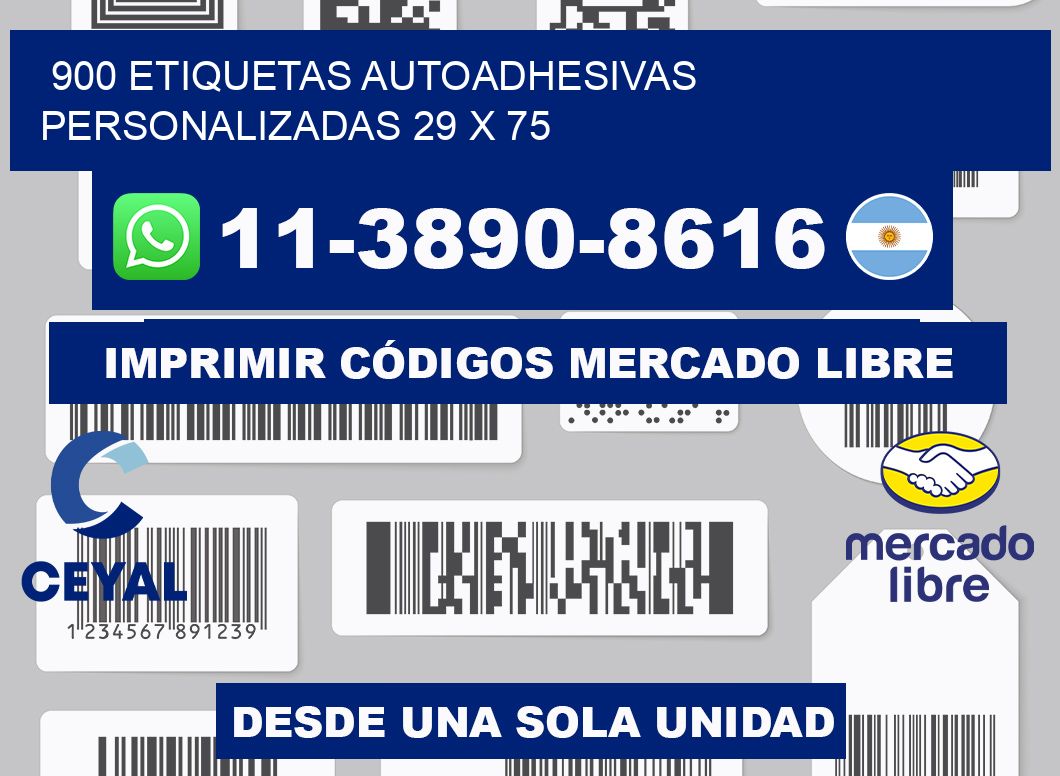 900 Etiquetas autoadhesivas personalizadas 29 x 75