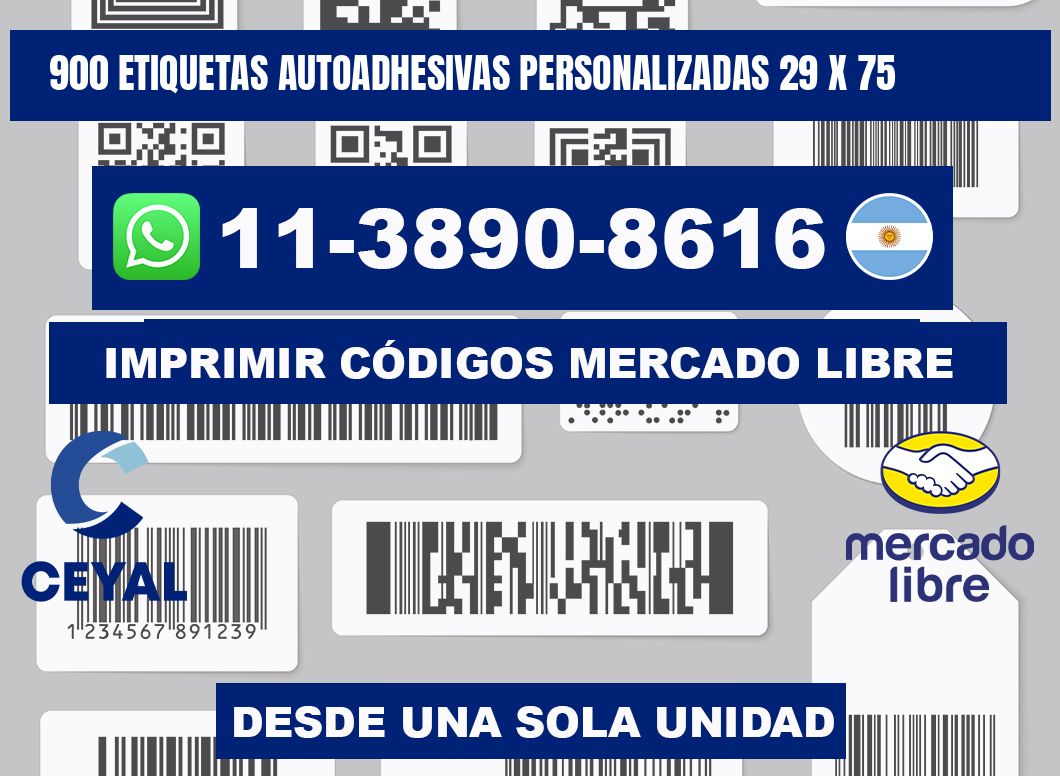 900 Etiquetas autoadhesivas personalizadas 29 x 75
