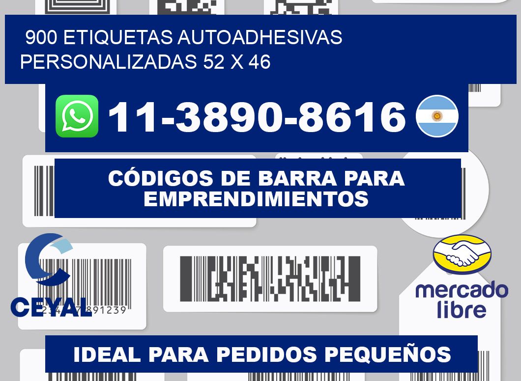 900 Etiquetas autoadhesivas personalizadas 52 x 46