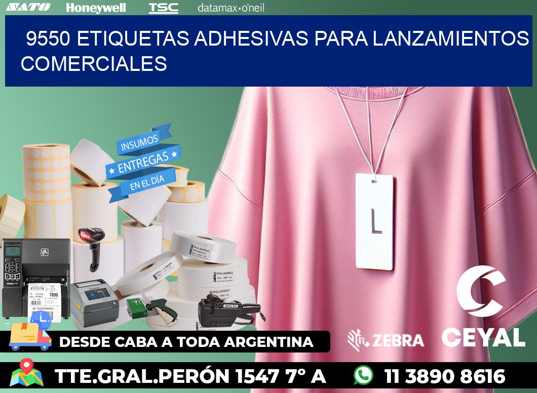 9550 Etiquetas adhesivas para lanzamientos comerciales