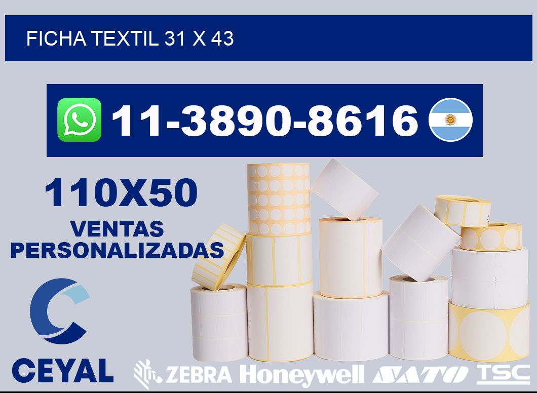 Ficha textil 31 x 43