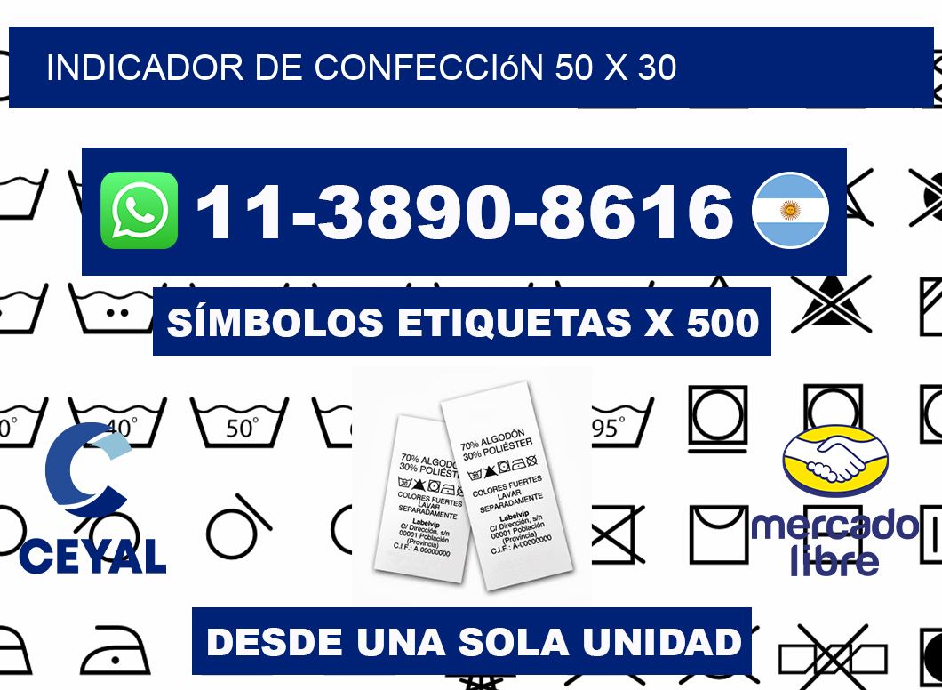 Indicador de confección 50 x 30