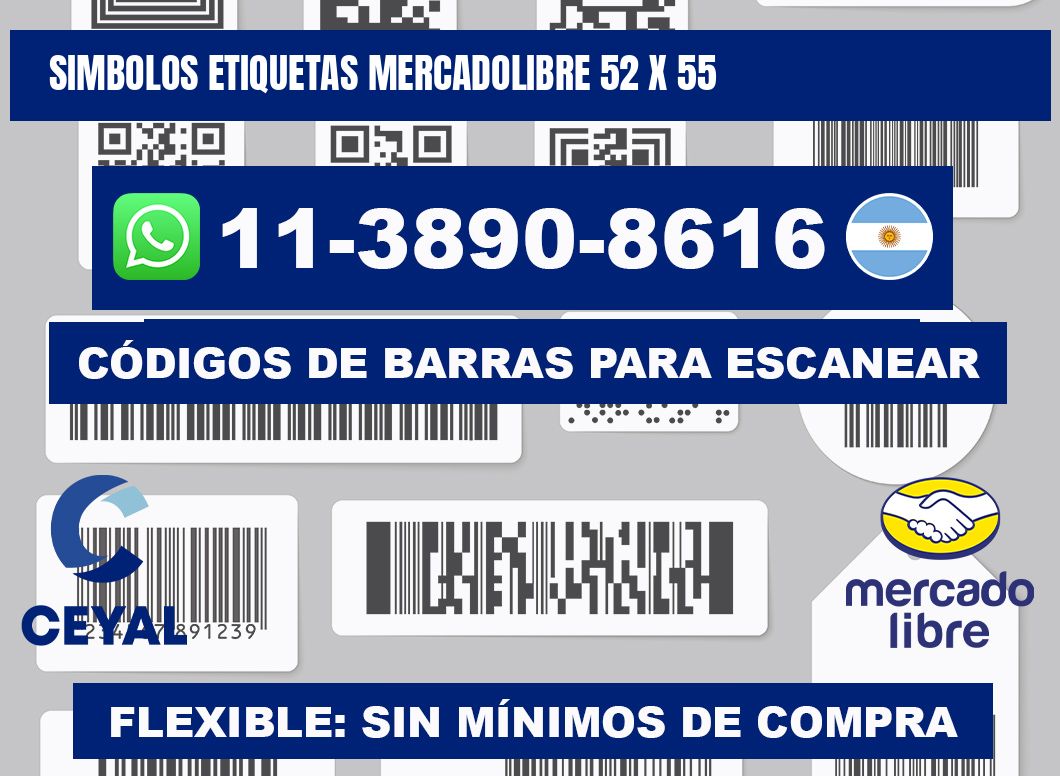 SIMBOLOS ETIQUETAS MERCADOLIBRE 52 x 55