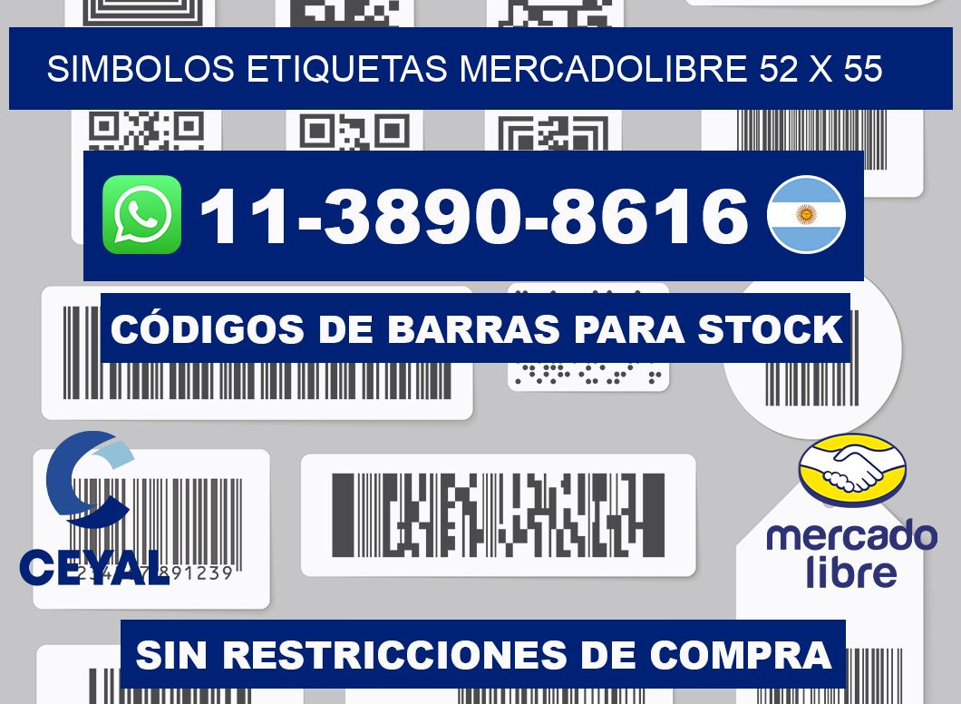 SIMBOLOS ETIQUETAS MERCADOLIBRE 52 x 55