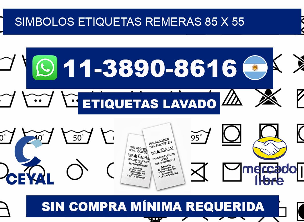 SIMBOLOS ETIQUETAS REMERAS 85 x 55