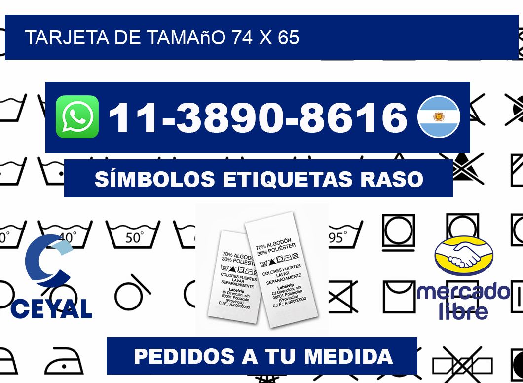 Tarjeta de tamaño 74 x 65