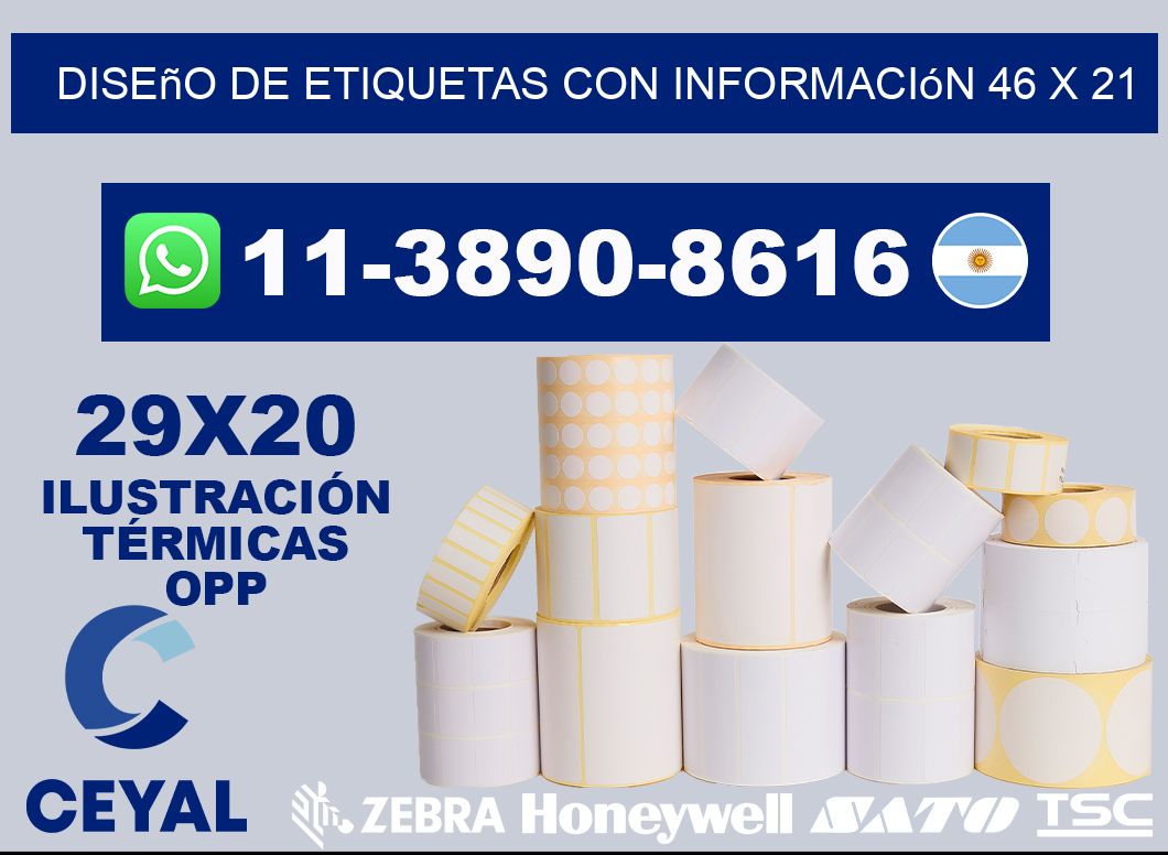 diseño de etiquetas con información 46 x 21