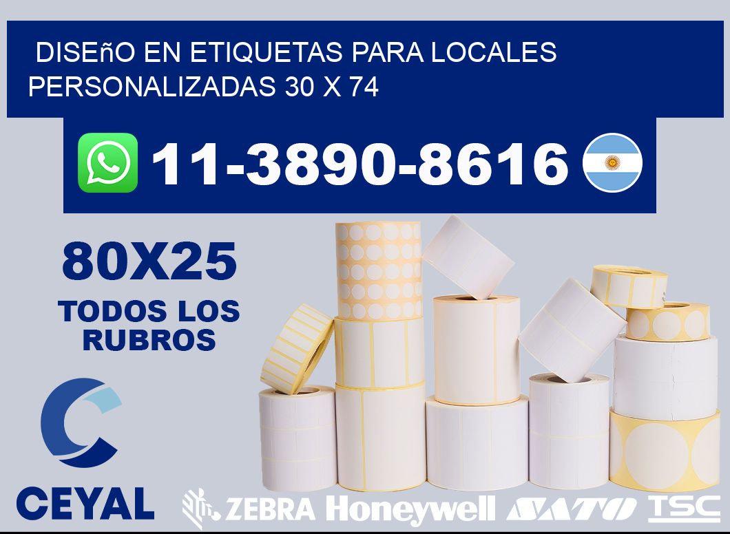 diseño en etiquetas para locales personalizadas 30 x 74
