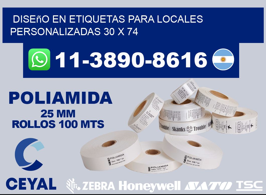 diseño en etiquetas para locales personalizadas 30 x 74