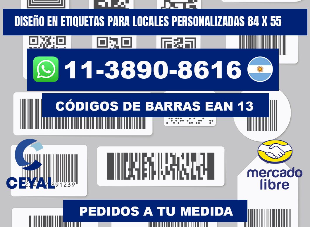 diseño en etiquetas para locales personalizadas 84 x 55