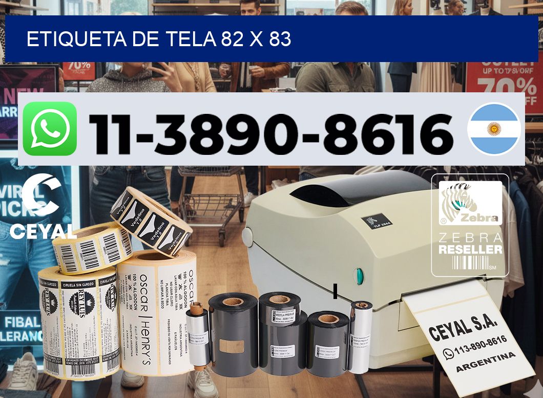 etiqueta de tela 82 x 83