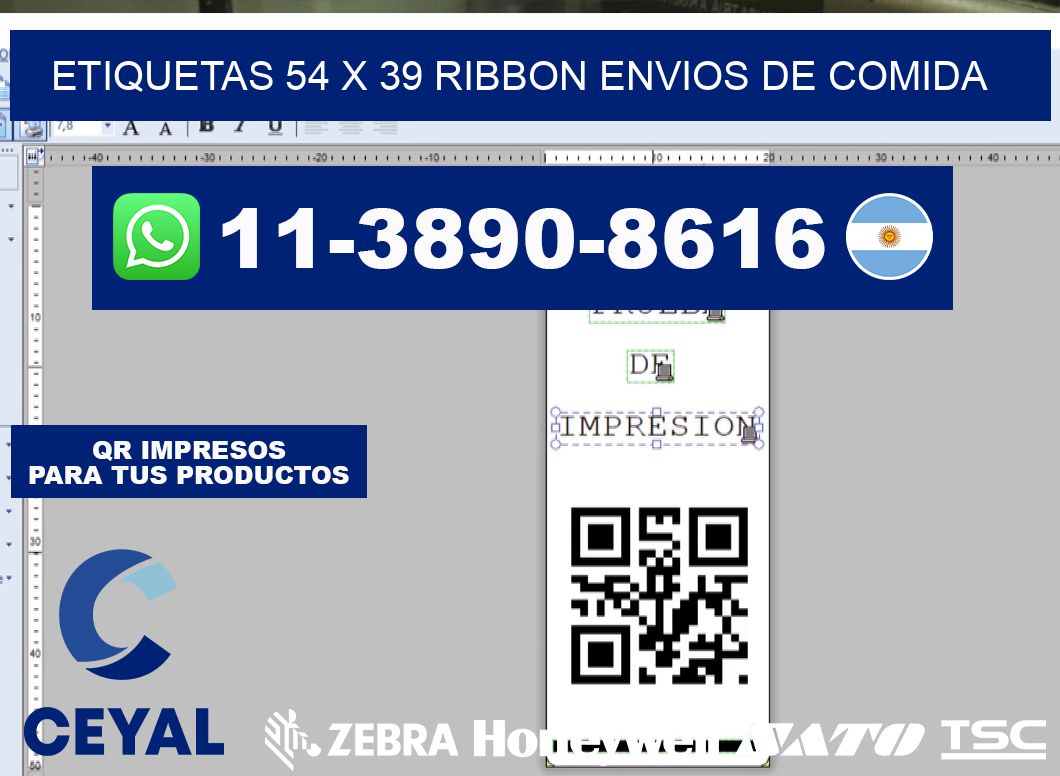 etiquetas 54 x 39 ribbon envios de comida