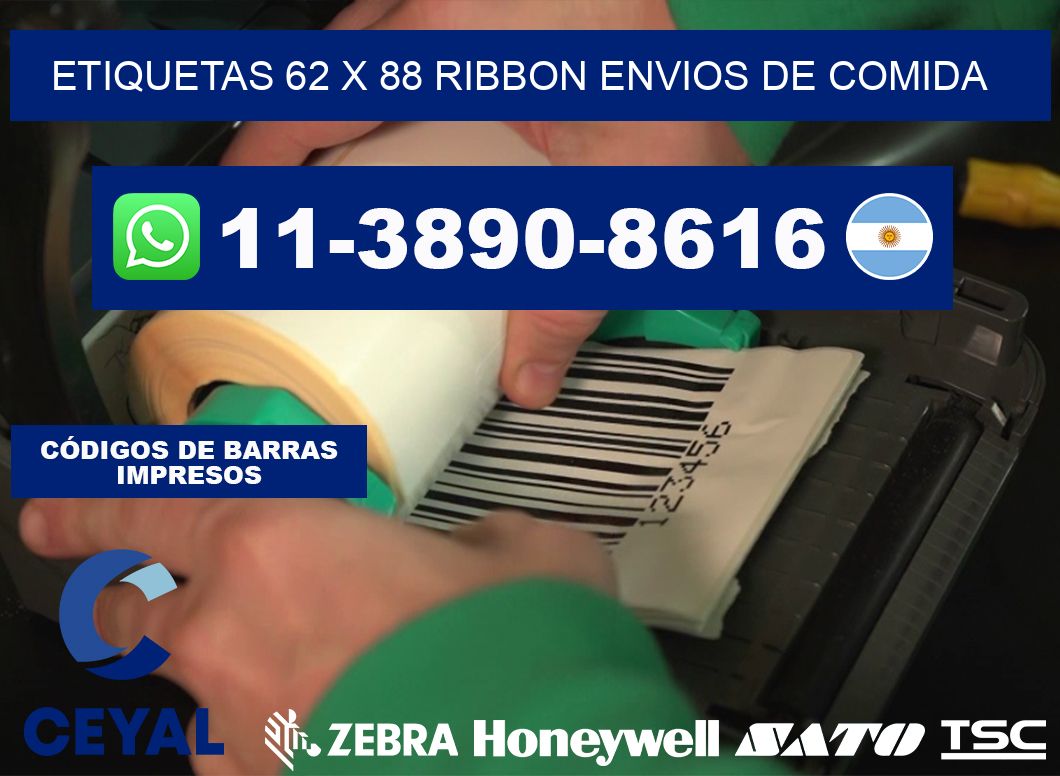 etiquetas 62 x 88 ribbon envios de comida