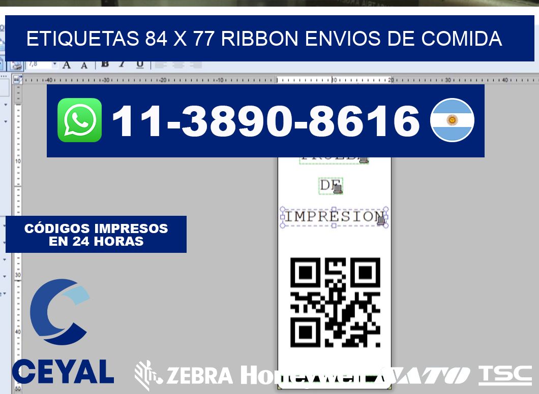 etiquetas 84 x 77 ribbon envios de comida