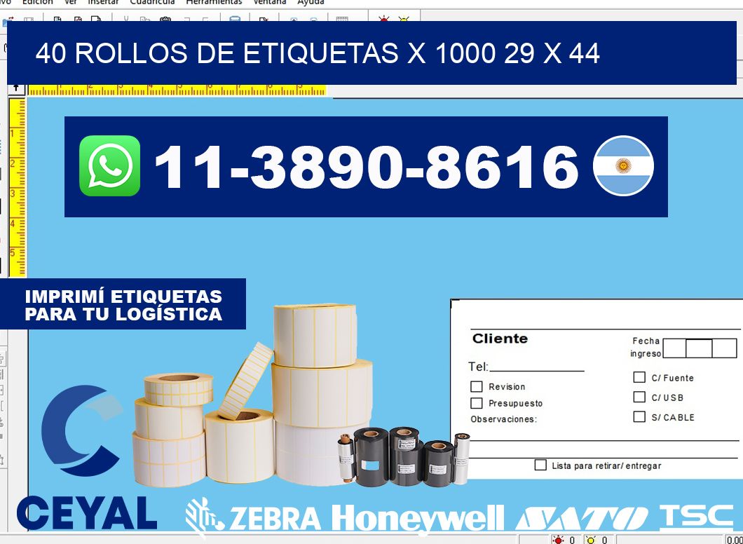 40 rollos de etiquetas x 1000 29 x 44