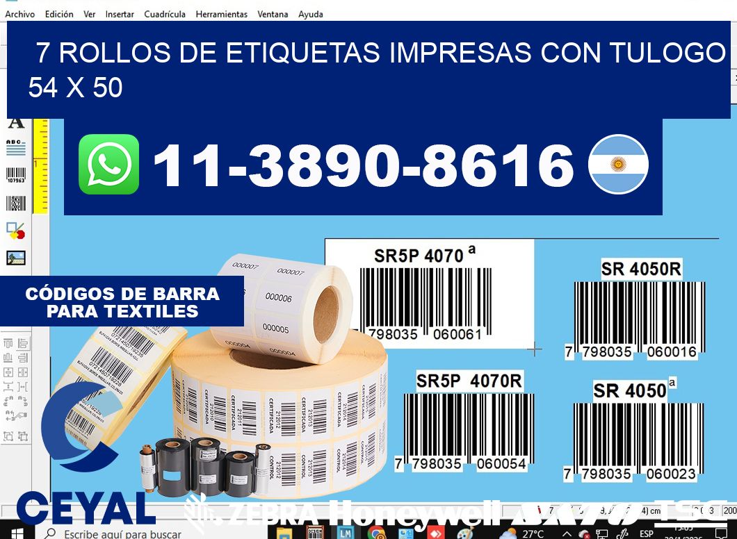 7 rollos de etiquetas impresas con tulogo 54 x 50