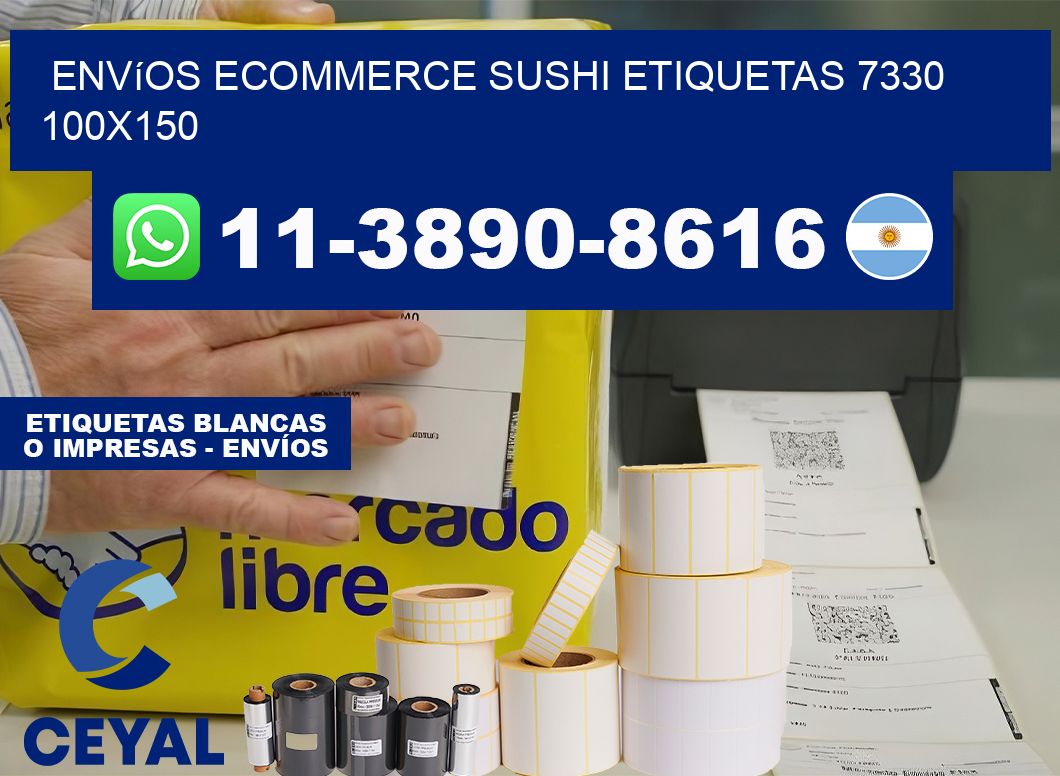 Envíos Ecommerce sushi etiquetas 7330 100×150