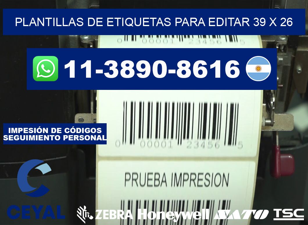 Plantillas de etiquetas para editar 39 x 26