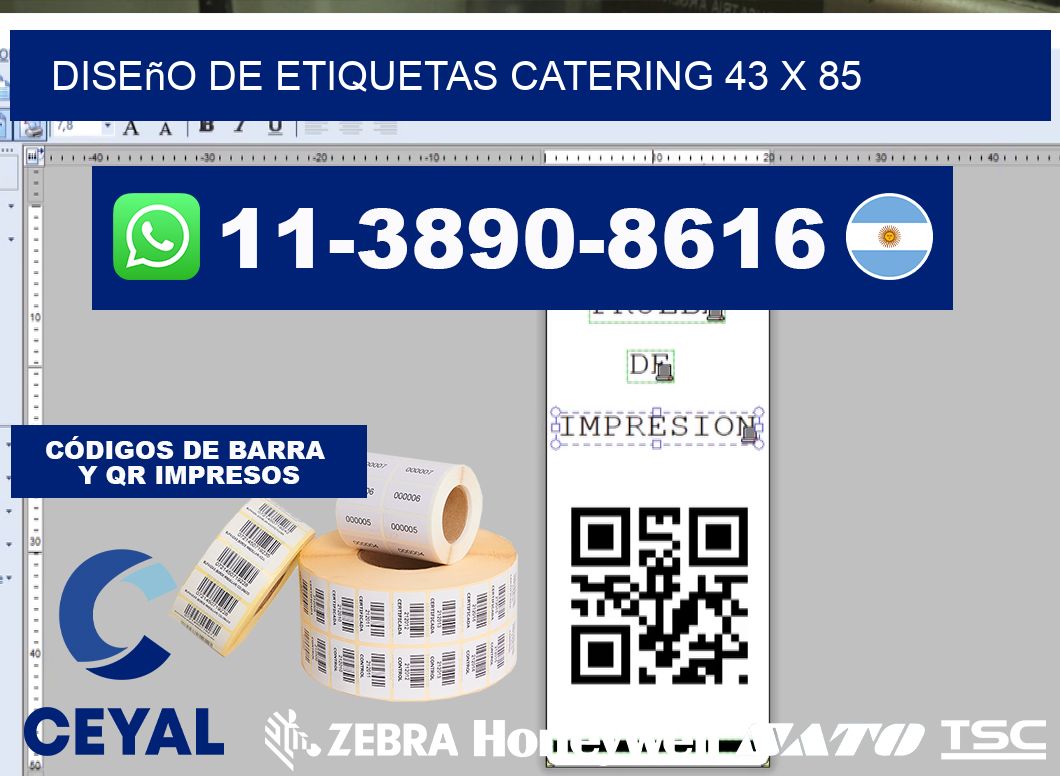 diseño de etiquetas catering 43 x 85