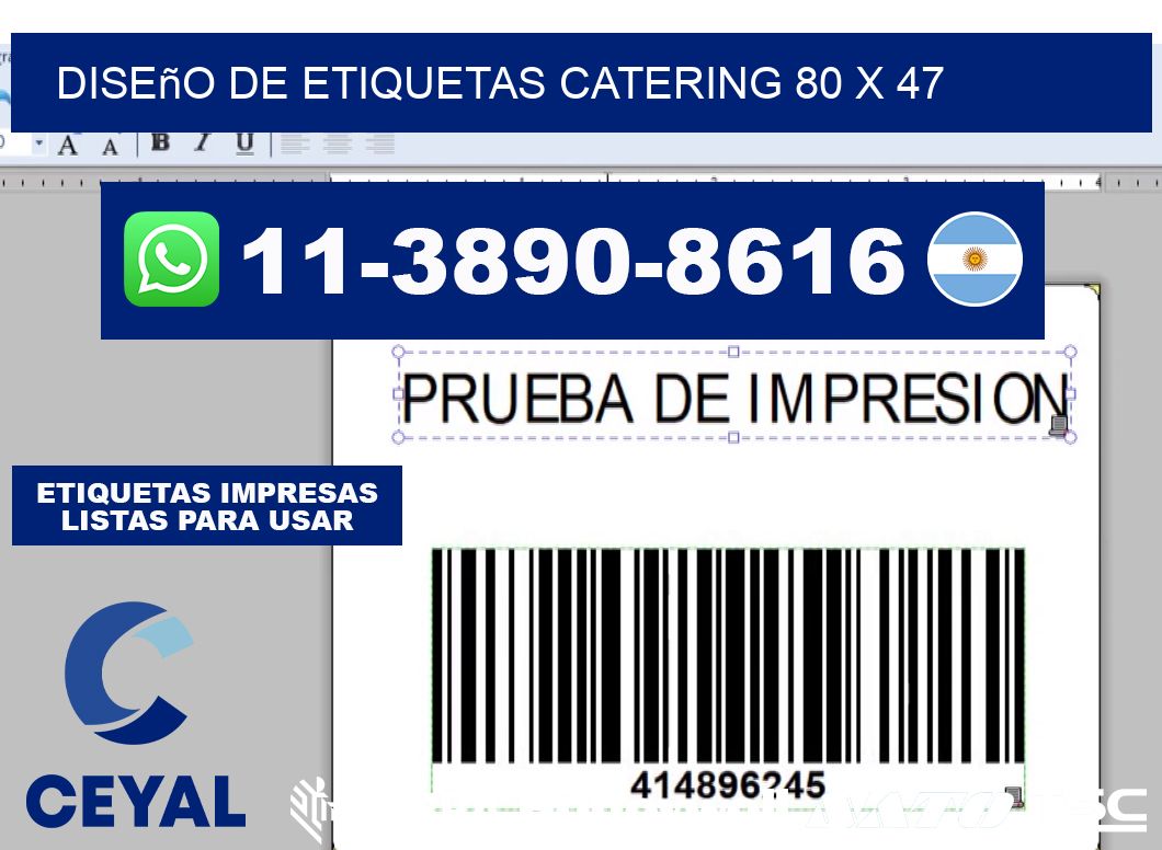 diseño de etiquetas catering 80 x 47