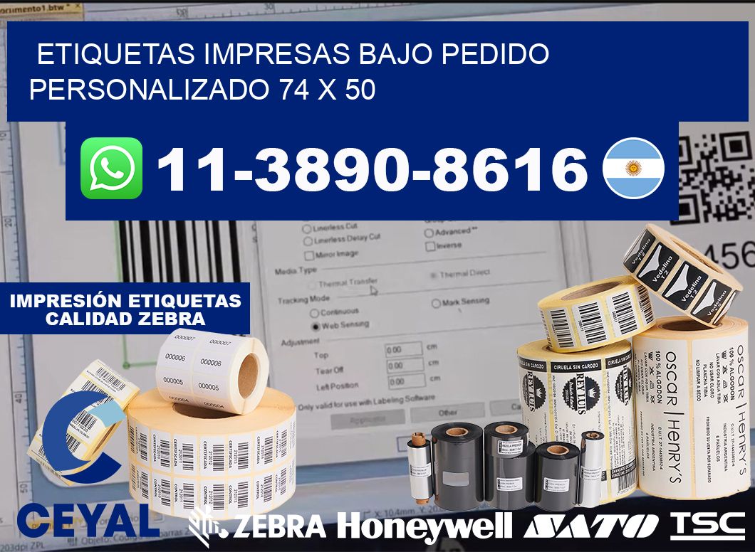 etiquetas impresas bajo pedido personalizado 74 x 50