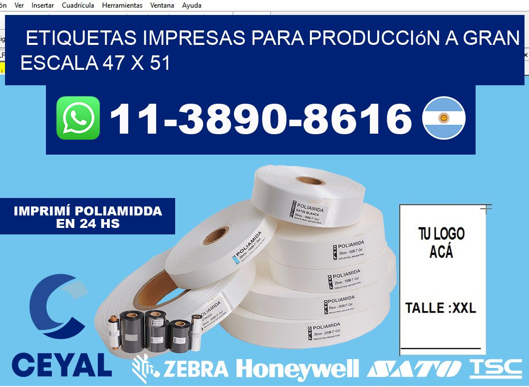 etiquetas impresas para producción a gran escala 47 x 51