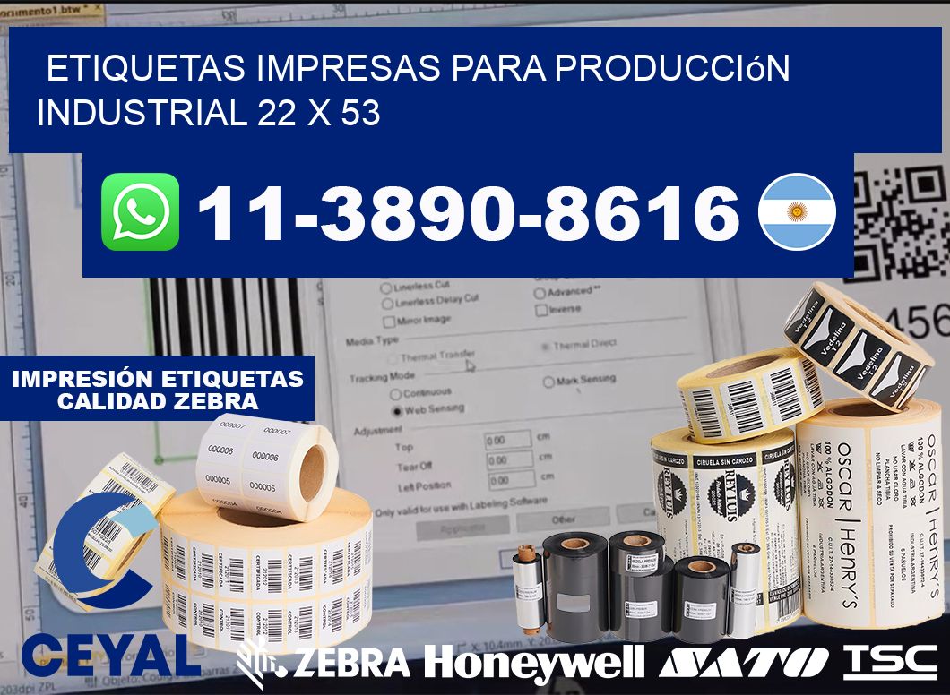 etiquetas impresas para producción industrial 22 x 53