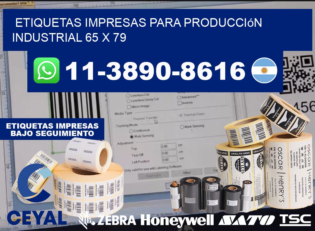 etiquetas impresas para producción industrial 65 x 79