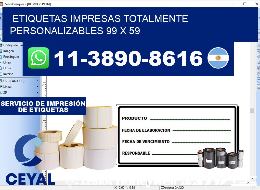 etiquetas impresas totalmente personalizables 99 x 59