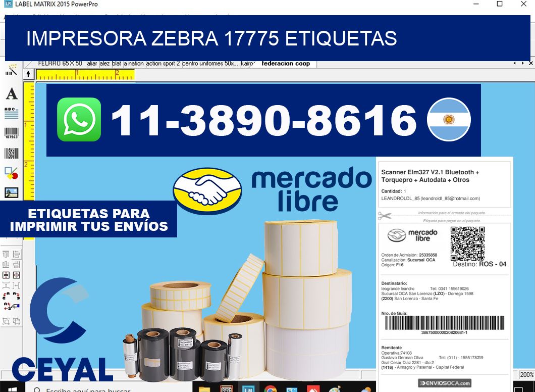 impresora zebra 17775 etiquetas
