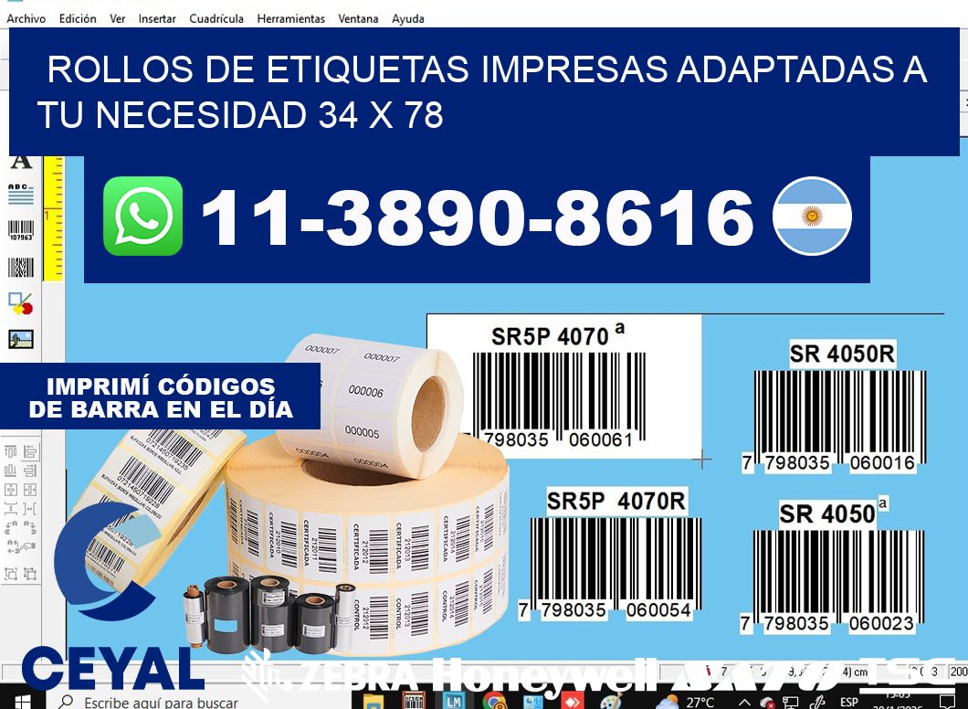 rollos de etiquetas impresas adaptadas a tu necesidad 34 x 78